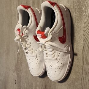 Nike Men's Court Vision Low Sneakers size 8.5 white with red swoosh